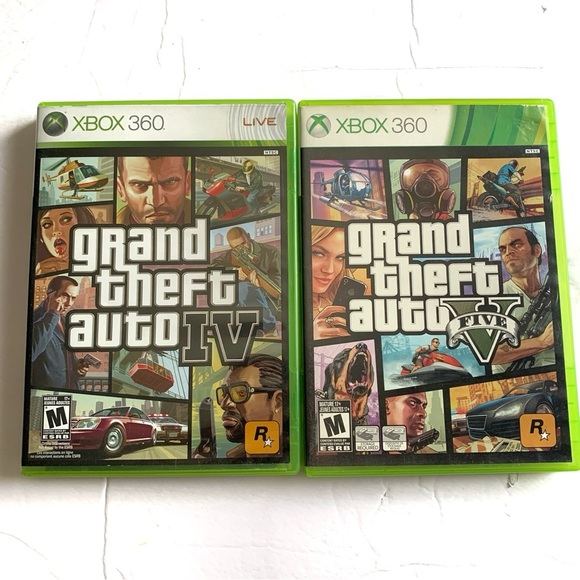 Xbox 360 Grand Theft Auto IV And Grand Theft Auto V Video Games - Picture 1 of 3